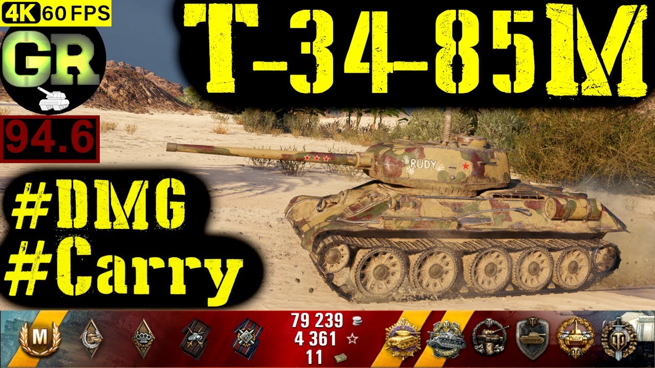 95_World of Tanks T-34-85M WoT Replay - 10 Kills 4K DMG(Patch 1.4.0)