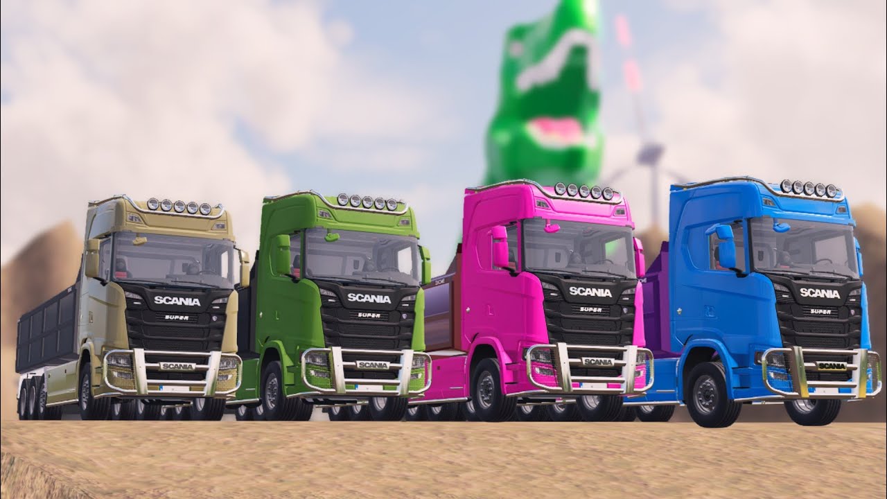 TRANSPORTING  PUBLIC WORKS VEHICLES  TRUCK SCANIA TO GARAGE WITH ALL COLORS #15