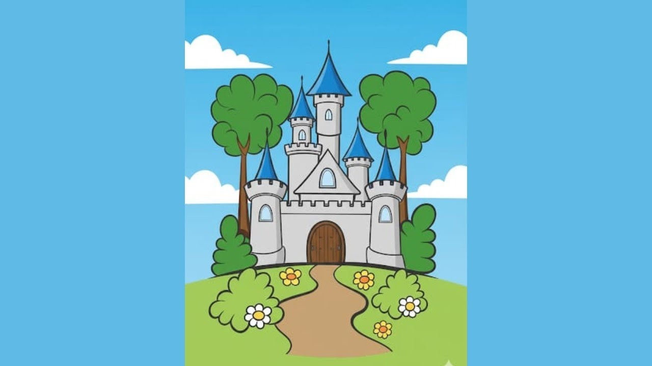 How To Draw a Beautiful Castle 🏰 | Easy Castle Drawing & Coloring for Kids 🎨✨