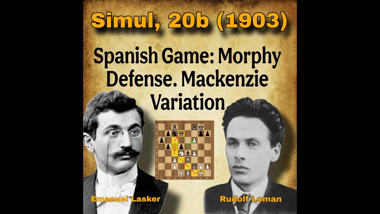 Emanuel Lasker vs Rudolf Loman  | Simul, 20b (1903)