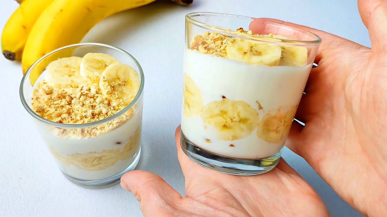 🍌 Dieses Bananen-Dessert hat alle begeistert! Schnell, lecker, cremig 💛