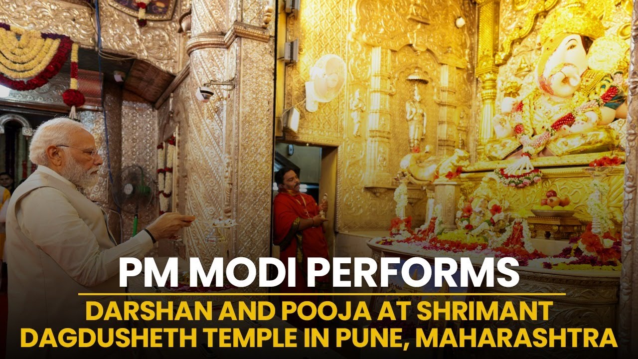 PM Modi performs darshan and pooja at Shrimant Dagdusheth Temple in Pune, Maharashtra