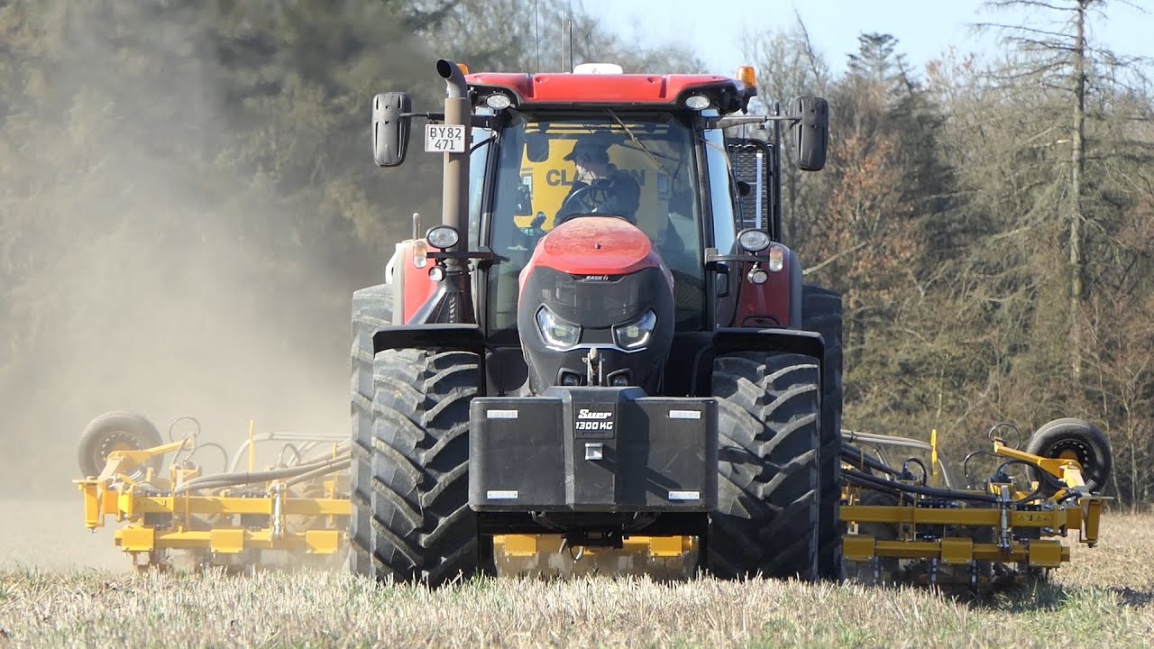 Case IH 300 Optum seeding Broad Beans w/ 6-meter Claydon T6 Strip Till Seeder