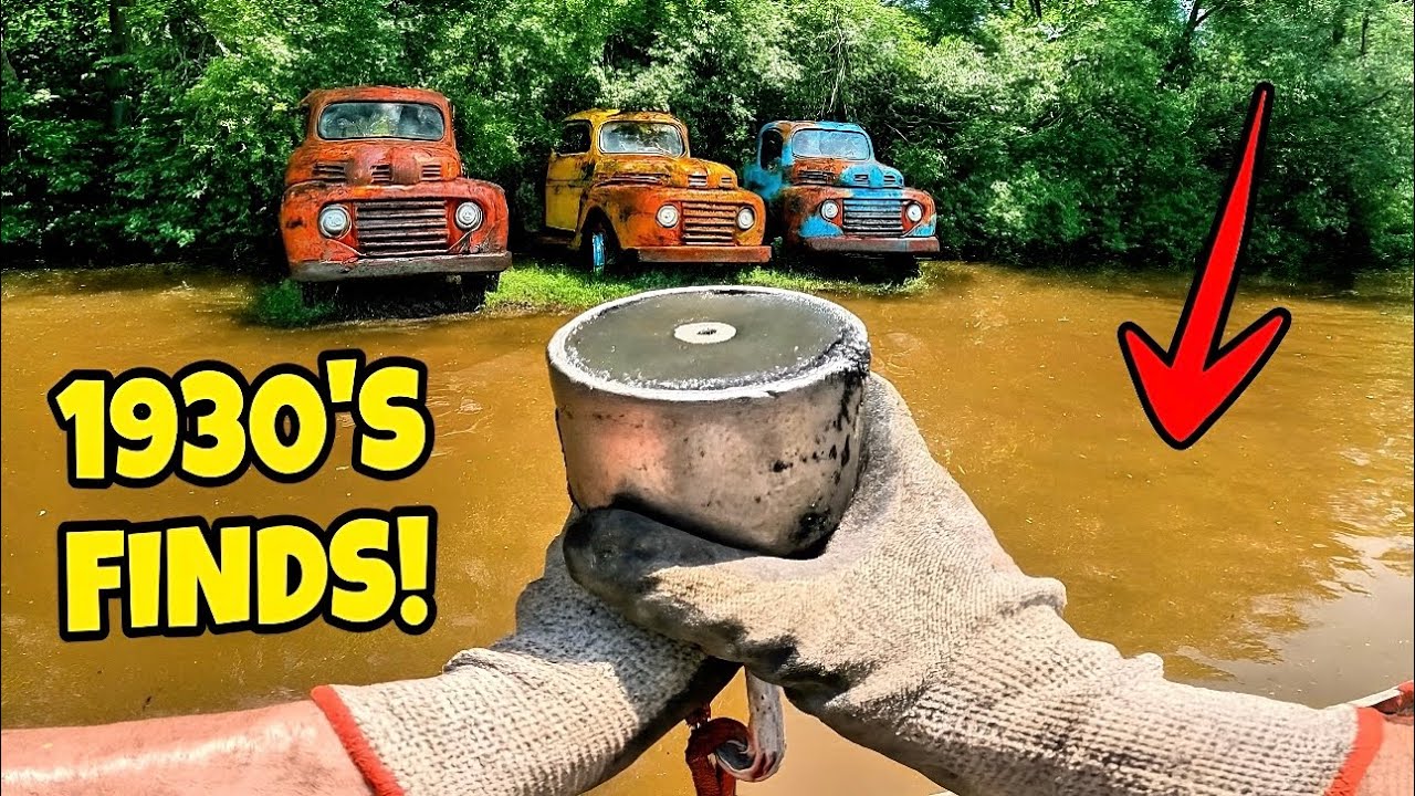 We Found 1930s Abandoned Trucks in the River While Magnet Fishing!