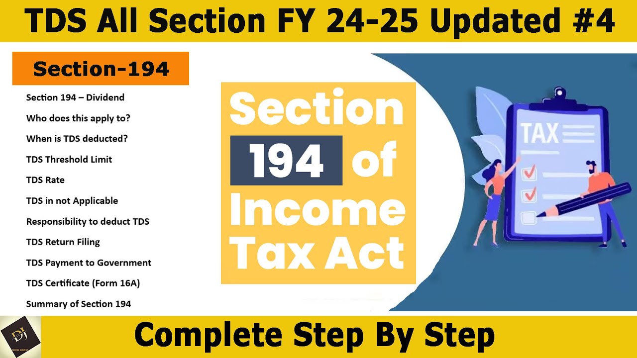 Section 194 of Income Tax Act || TDS on Dividend || TDS on Payment Of Dividend || TDS Series || #tds