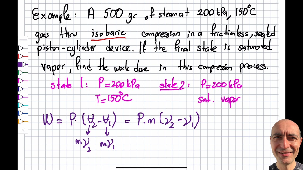 Thermo 4.4 - Isobaric Process -  Boundary Work - Solved Example Problem