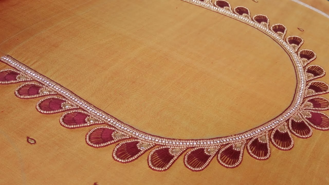 Aari work backneck design for beginners/aari embroidery blouse designing work in tamilAari Gallery