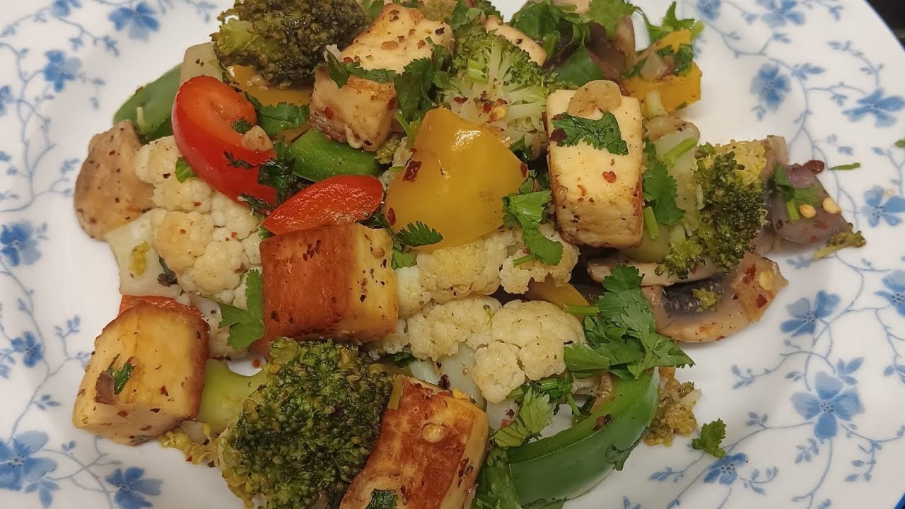Brocoli, Mushroom, Cauliflower and Paneer Salad | Homemade | By Bhaveeni Pema's Kitchen