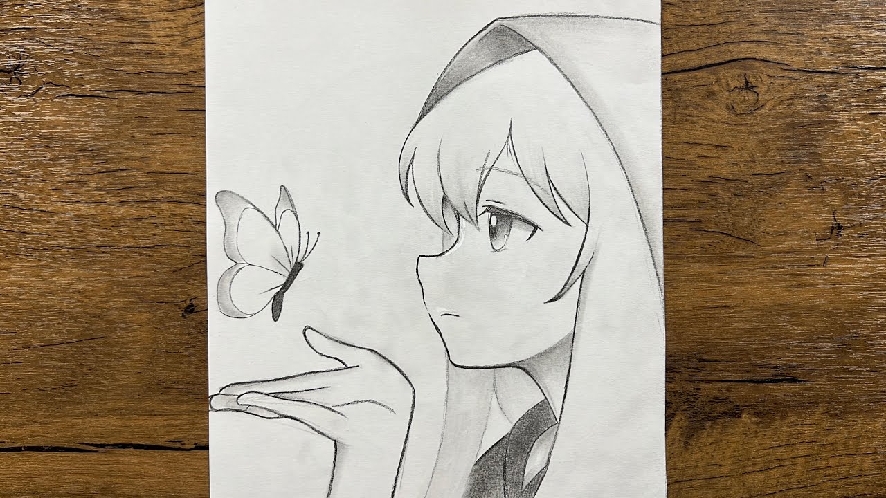 How to Draw a Beautiful Anime Girl with Butterfly &ndash;  Step by Step for Beginners
