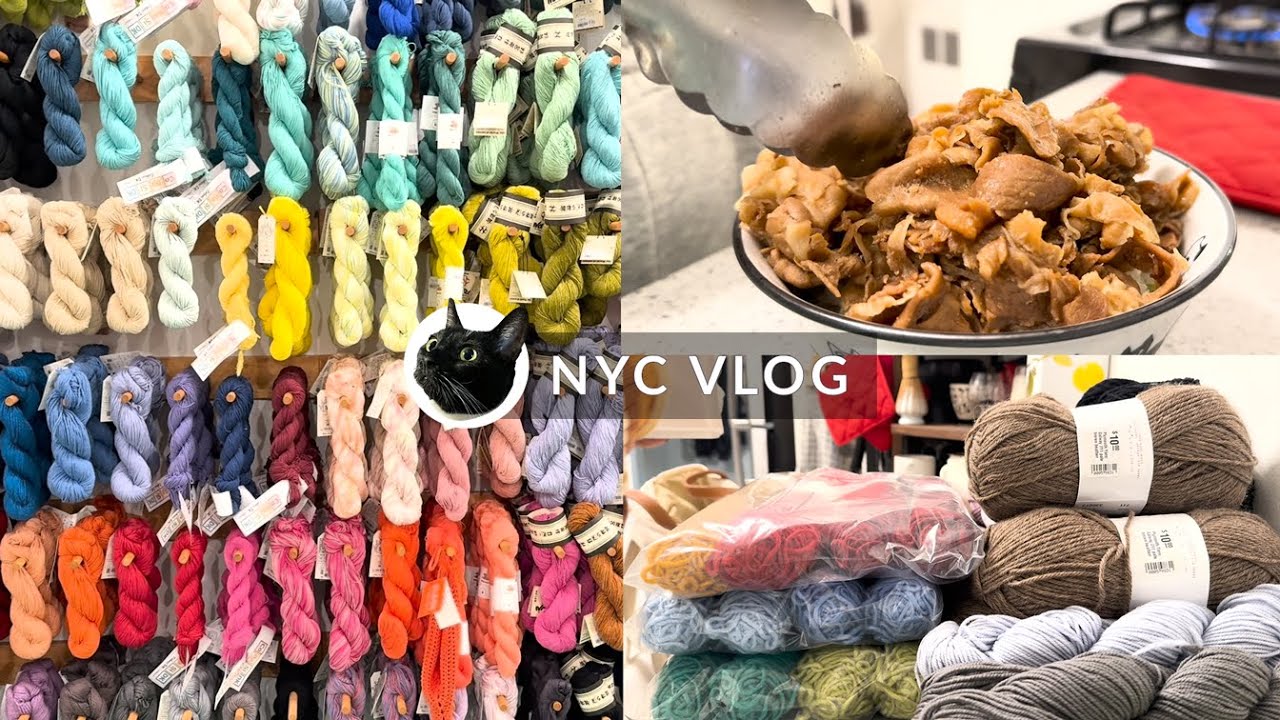 NYC Vlog | Walking in the rain, yarn crawl and shopping hauls, trying tsukemen, Inktober