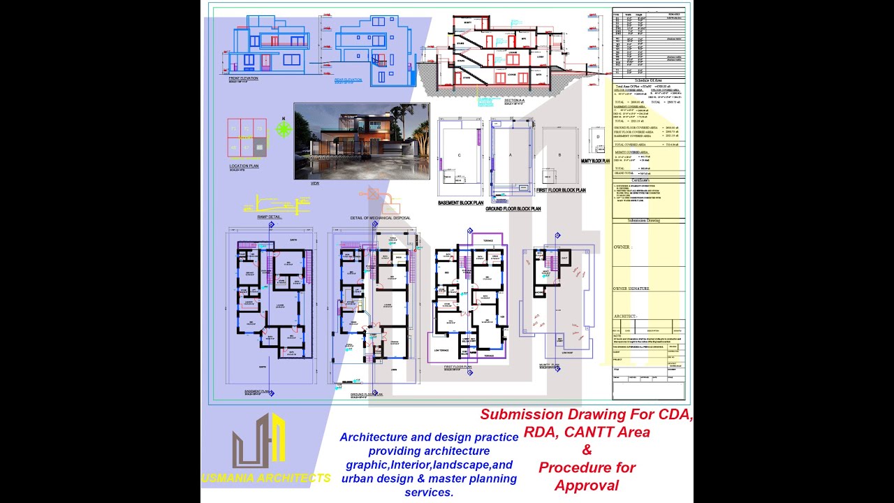 Submission Drawing for CDA , RDA , Cantonment Board Area || How to Approve House Map procedure.