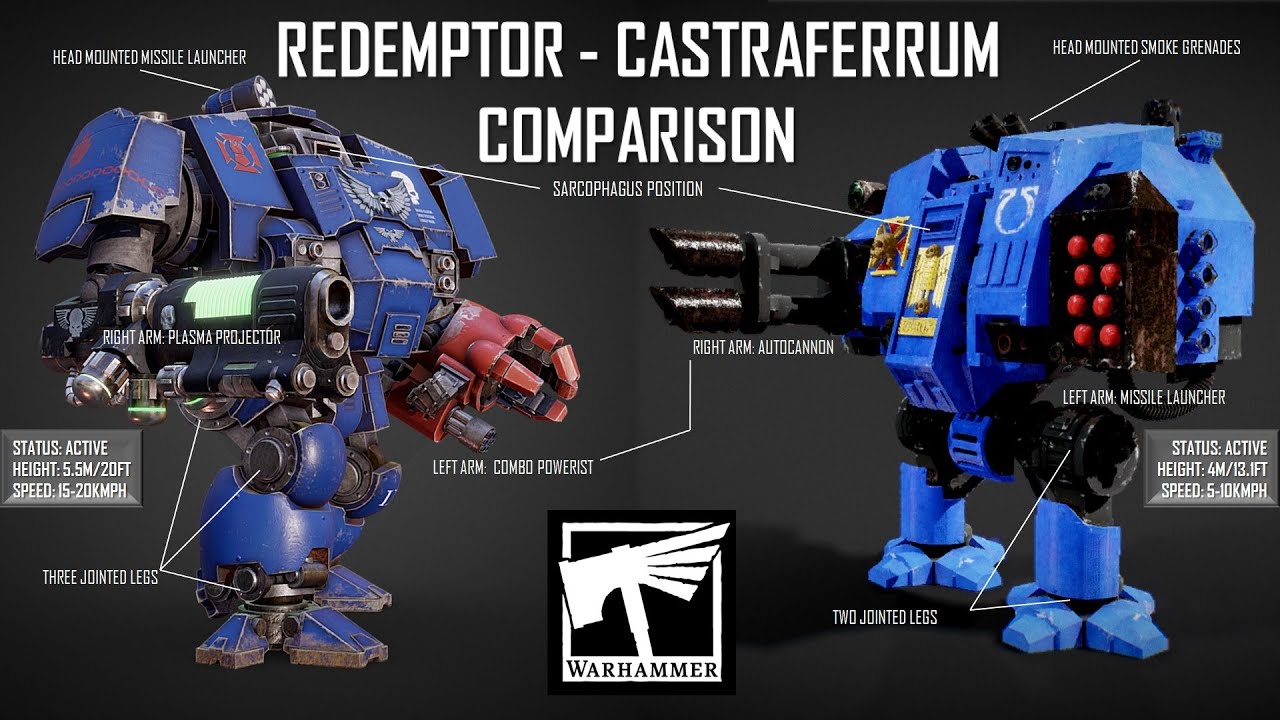 Castraferrum and Redemptor Dreadnoughts Full Comparison 3D
