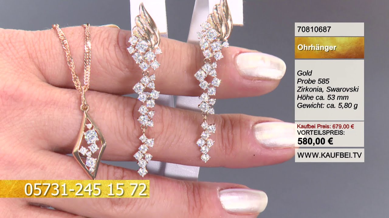 Ohrringe mit Zirkonia Swarovski 585er Gold | Kaufbei Schmuck