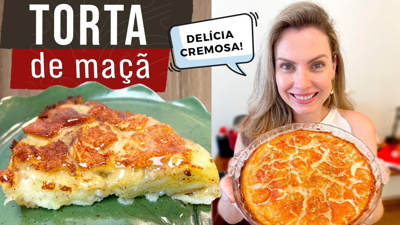TORTA DE MAÇA FÁCIL E RÁPIDA - POUCO AÇÚCAR, SEM LIQUIDIFICADOR OU BATEDEIRA