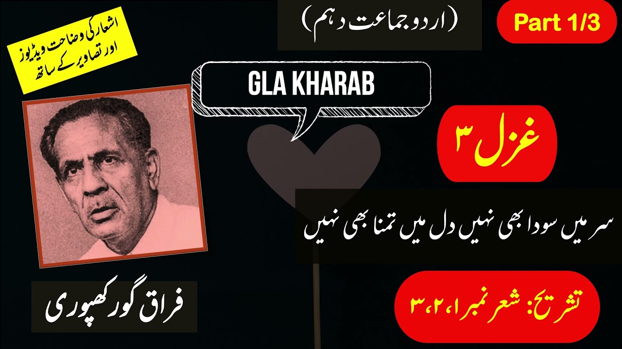 Sar Me Sauda Bhi Nahi  | سر میں سودا بھی نہیں | Urdu Class 10th, Ghazal # 3 Tashrih Part 1/3