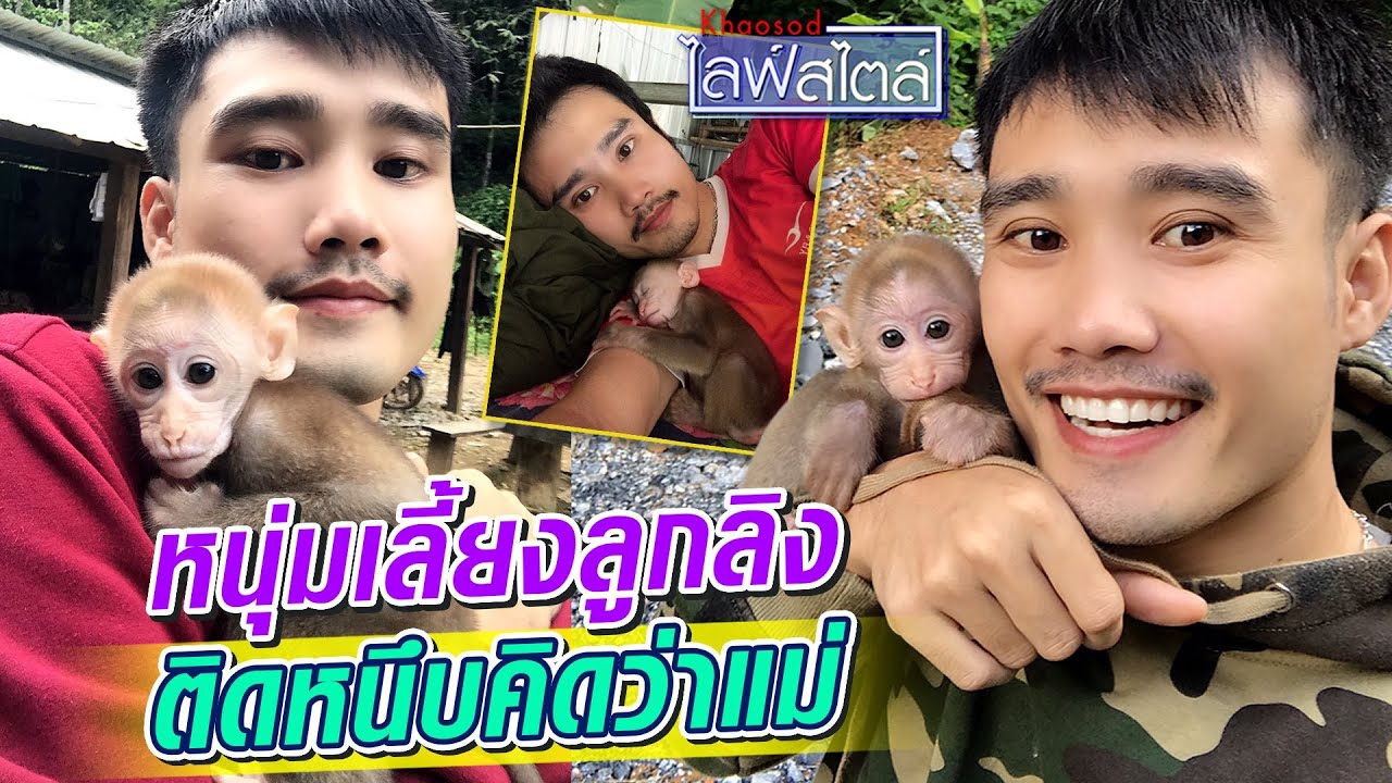 หนุ่มลาวเก็บลิงมาเลี้ยง ลิงตามติด เกาะหนึบเพราะคิดว่าเป็นแม่ : Khaosod TV