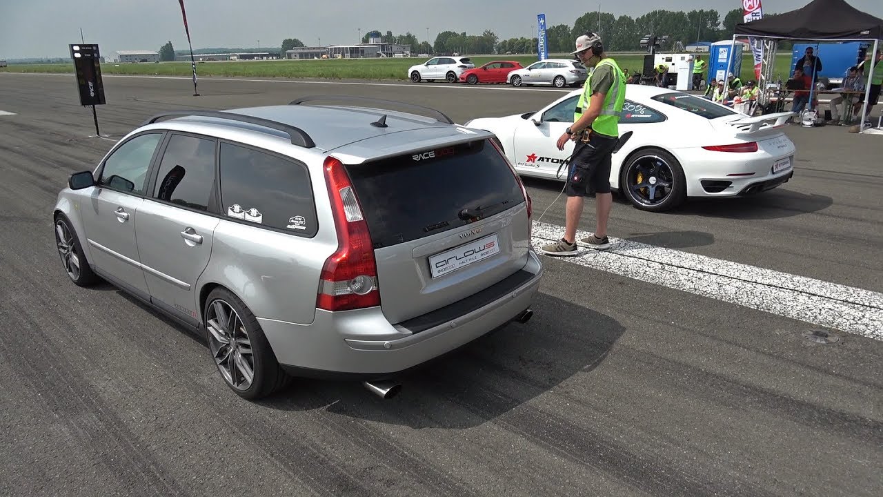 500HP Volvo V50 T5 vs 720HP Porsche 991 Turbo S vs 740HP BMW M4 F82