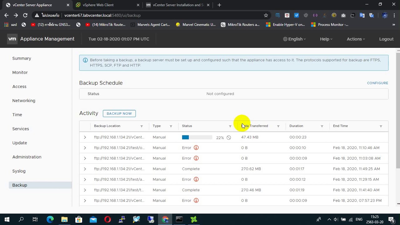 How to Backup VMware vCenter Server Appliance 6.7 with Xlight FTP Server
