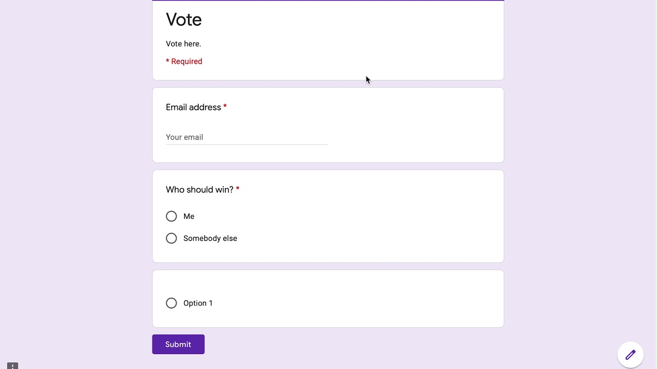 Create a Ballot using Google Forms