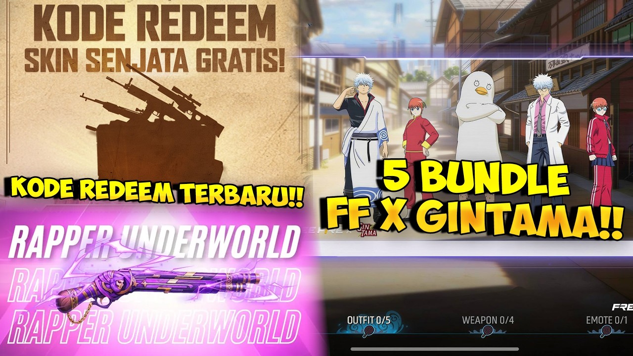 SKIN SG2 SELANJUTNYA !! Bocoran 5 Bundle FF x Gintama + Kode Redeem FF Terbaru + SG2 Rapper Rilis ??