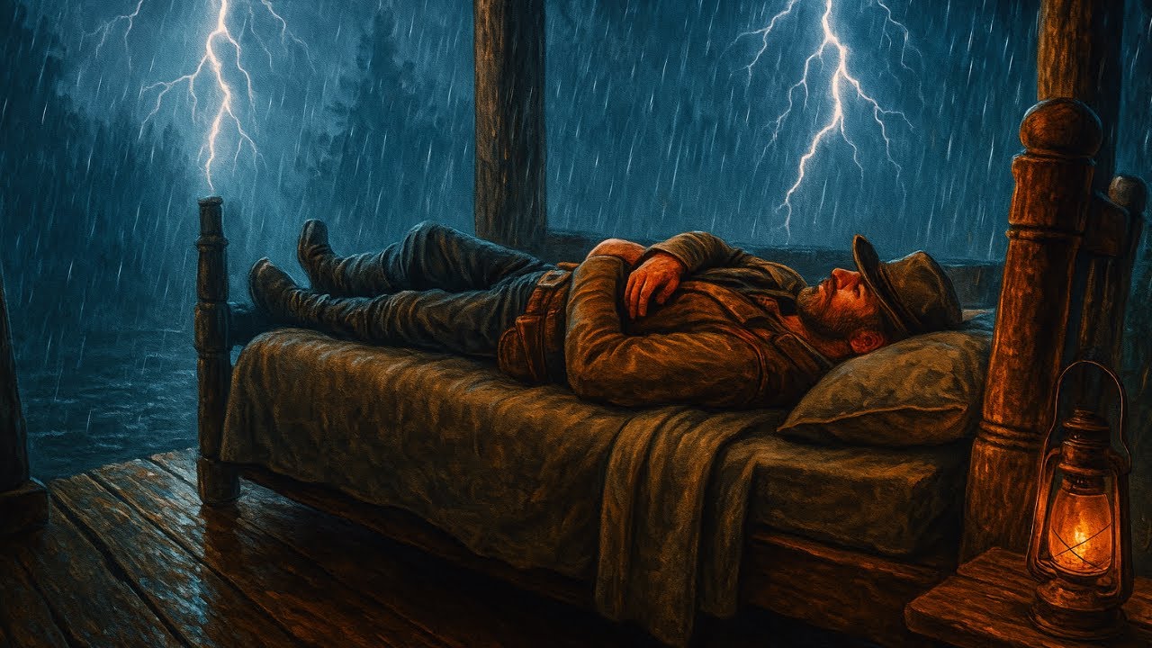 Relaxing Night Rain | Cowboy Sleeping Under Heavy Thunderstorm (8 Hours) | RDR2 ASMR