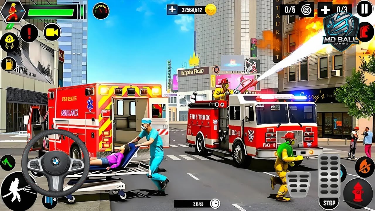 Fire Truck Rescue Sim 3D Games #2 - Android Gameplay, iOS