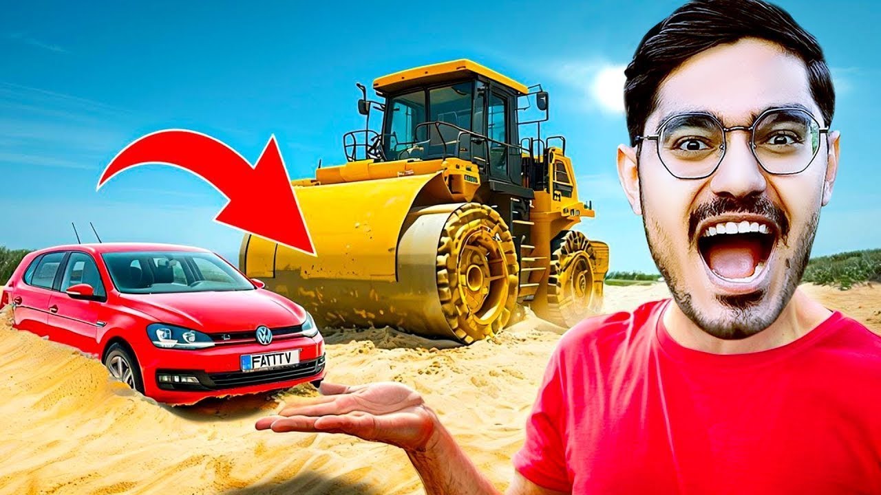 CAR vs Road Roller Road Roller turns car into chutney Extreme Experiment