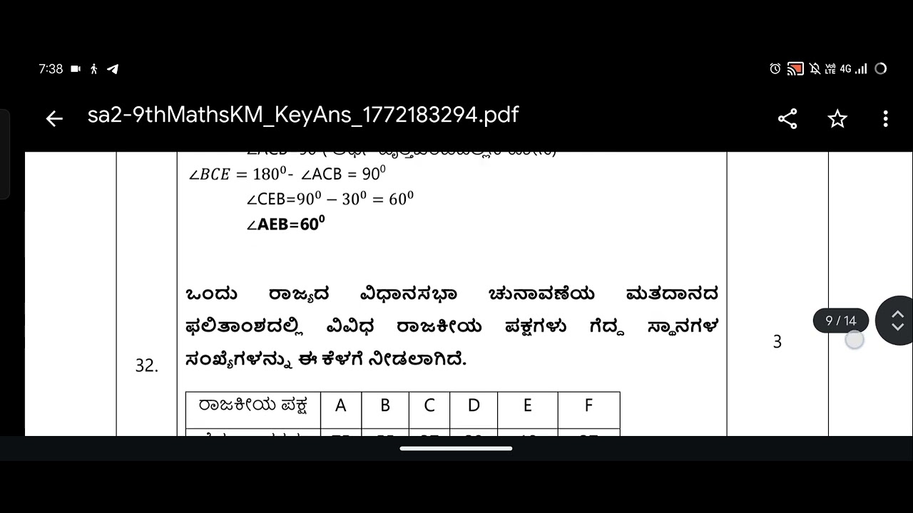 Class 9th maths SA 2 model question paper 2026 Karnataka#maths #education #school 
