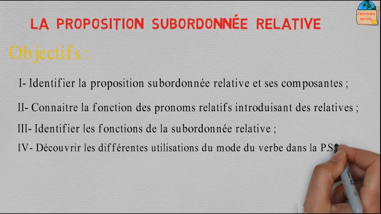 La subordonnée relative - Pronoms relatifs et fonctions