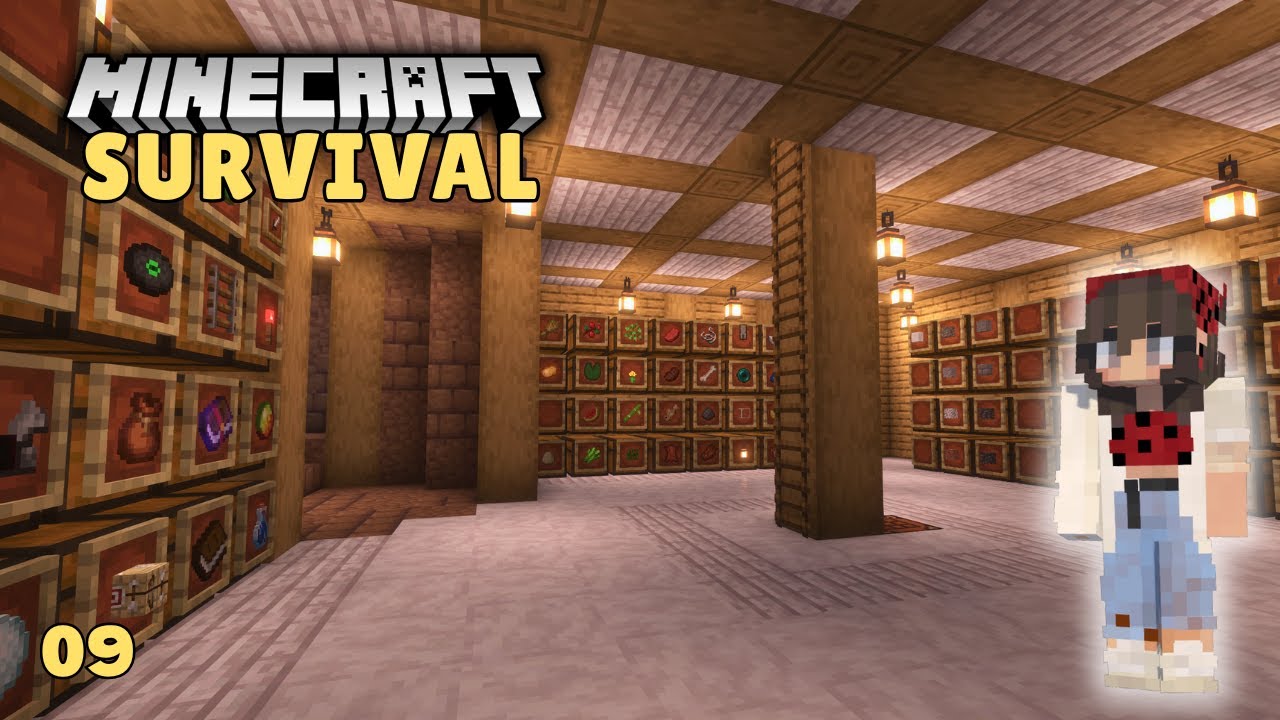 ПРЕКРАСНОЕ подземное хранилище | Давайте играть в Minecraft на выживание | Эпизод 9