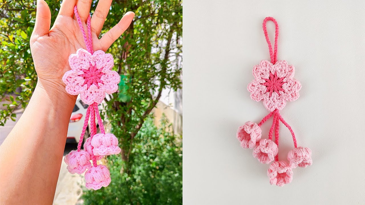 铃兰樱花挂件 —— Crocheted Lily of the Valley Cherry Blossom Pendant