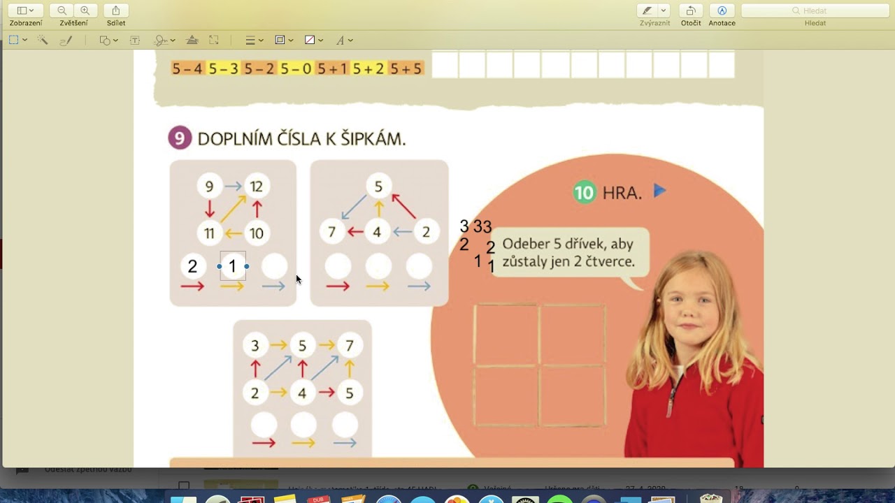 Hejného matematika 1. třída, str. 47 PAVUČINY