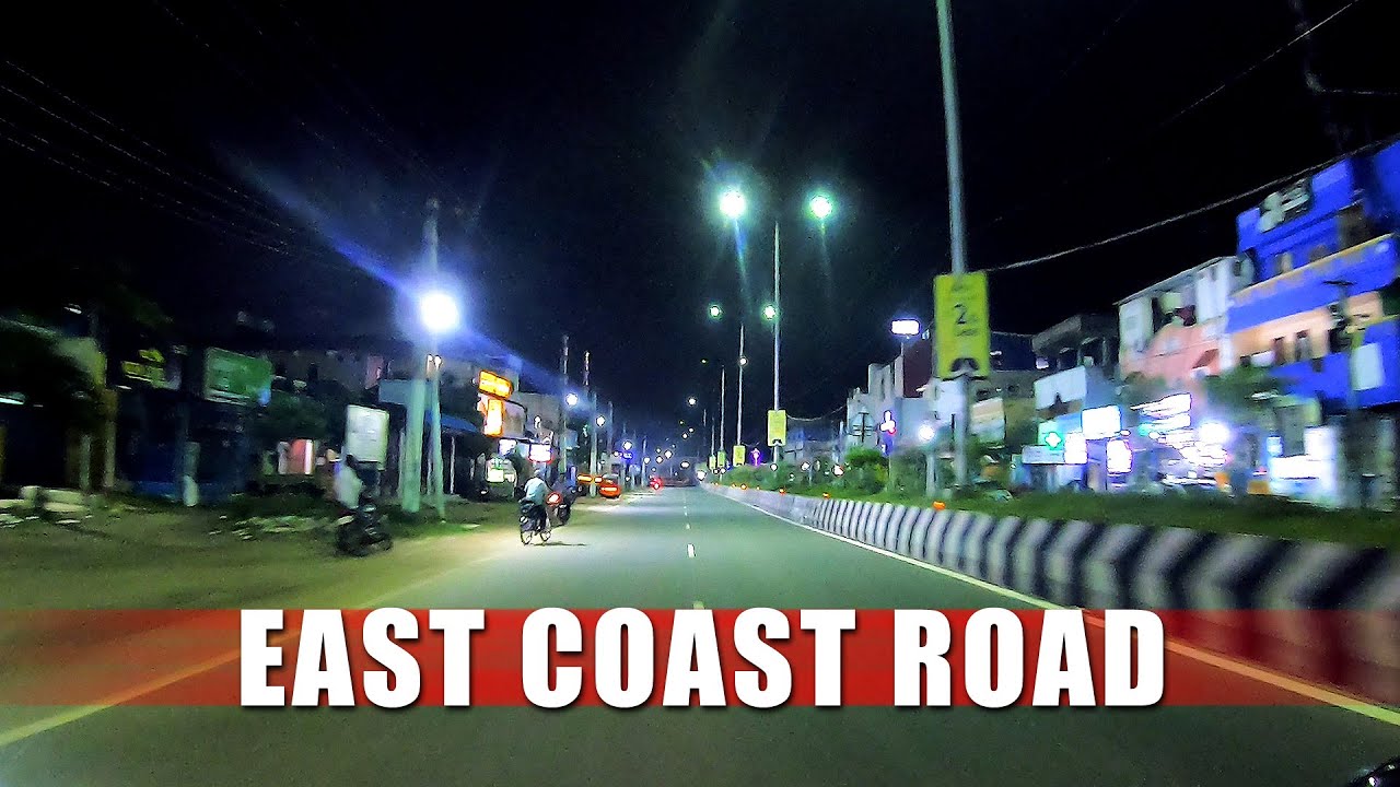 Beauty of ECR during night from Muttukadu Bridge Chennai