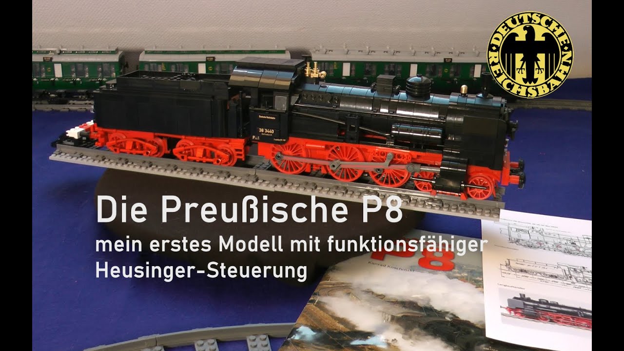 Die Preußische P8 (BR 38) - fast wie Spur 1 - Klemmbaustein Dampflok Modell mit Heusinger-Steuerung
