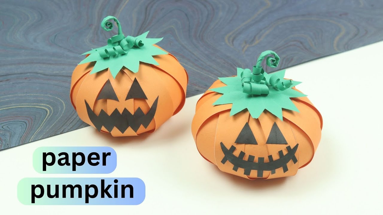 How to make a paper pumpkin | Halloween craft ideas