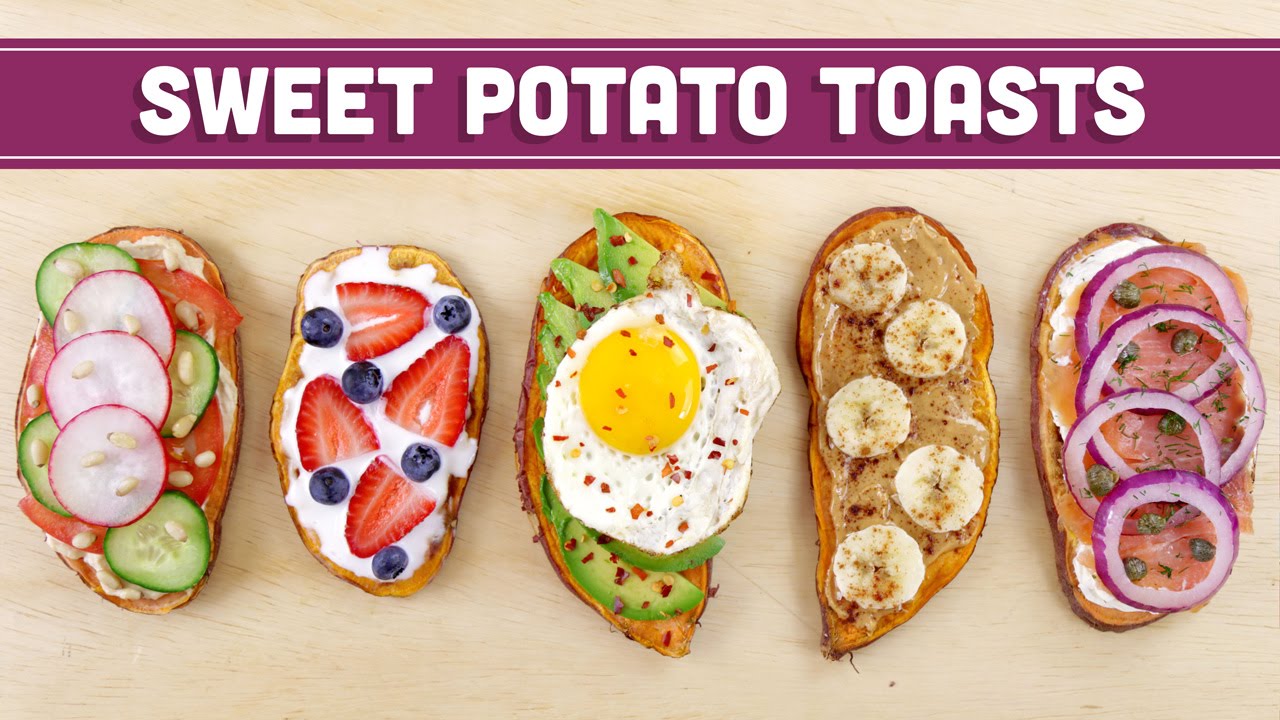 Healthy Sweet Potato Toast (Vegan Options) - Mind Over Munch