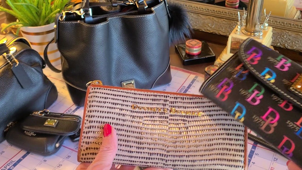 Comparison Pebbled Leather of Coach & Dooney,  Dooney Wallets with Me! DB 75 shiny it wristlet