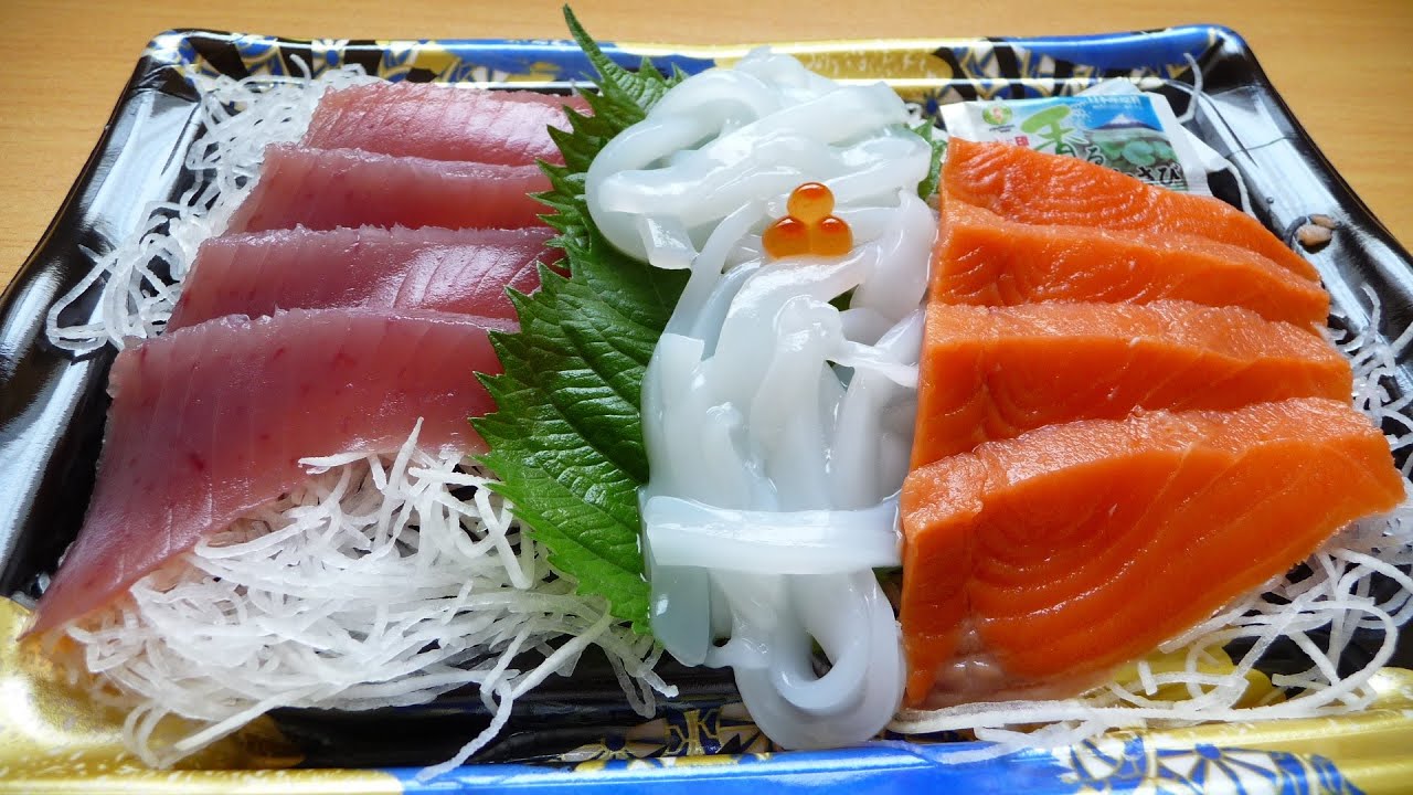 Eating Japanese food 