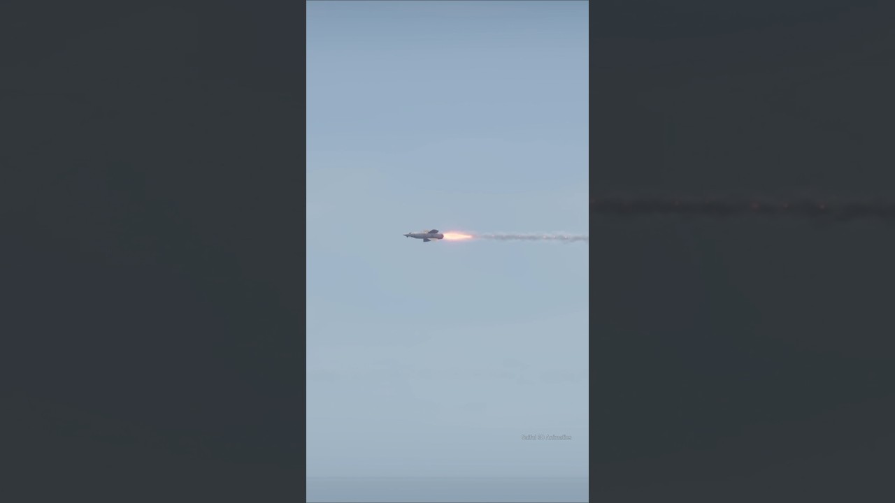 American Cruise Missile Approaches an Aircraft Carrier