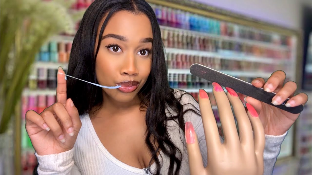 ASMR Jersey Girl Does Your Nails 💅🏽 ASMR Nail Salon Role-play | Soft Spoken w/ Light Gum Chewing