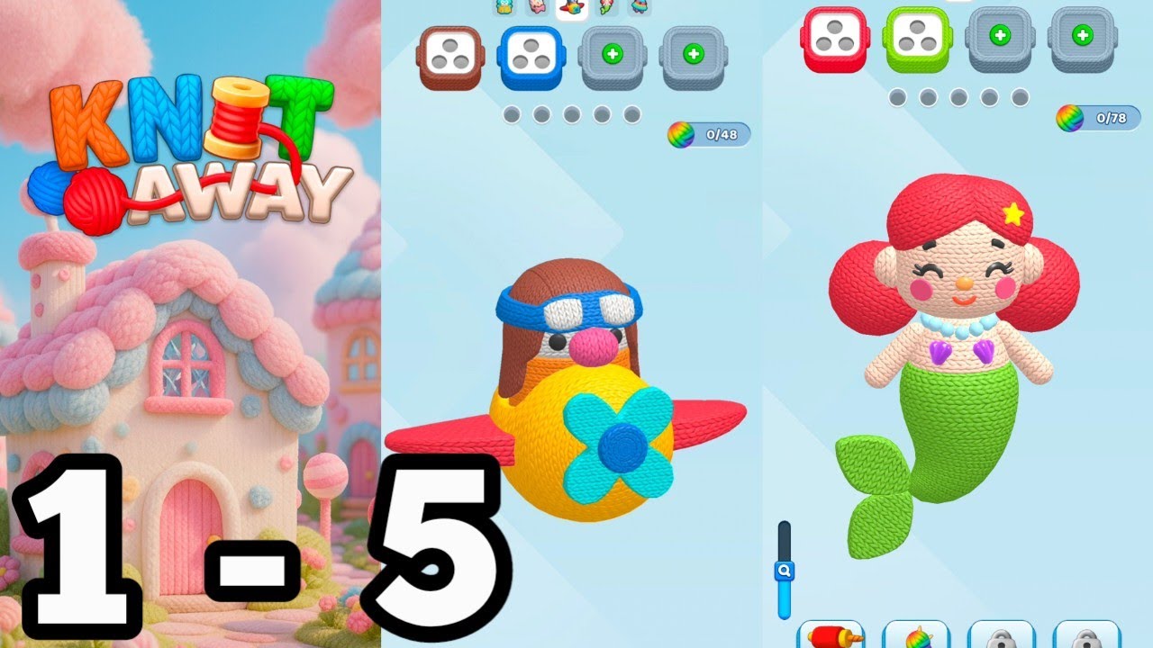 Knit Away | Level 1 - 5 | Gameplay FHD