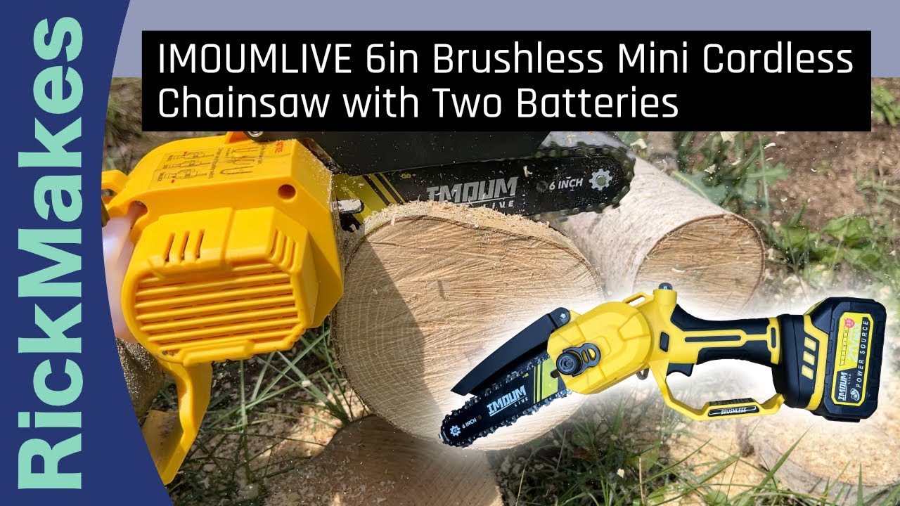 IMOUMLIVE 6in Brushless Mini Cordless Chainsaw with Two Batteries