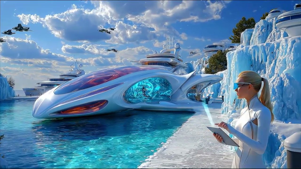 Aurora Crystal City 2090 | Peaceful Futuristic Ambient Music for Sleep, Relaxation & Focus | 4K