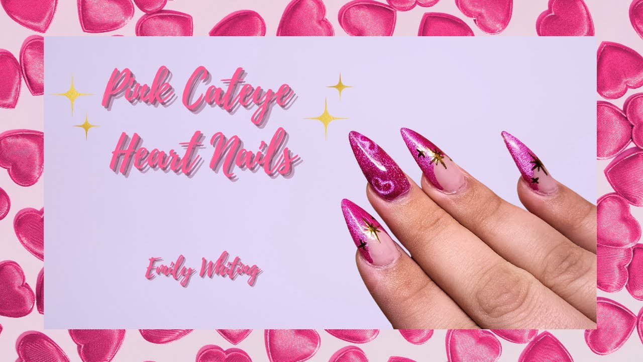 Pink Cateye Heart Nails | Emily Whiting