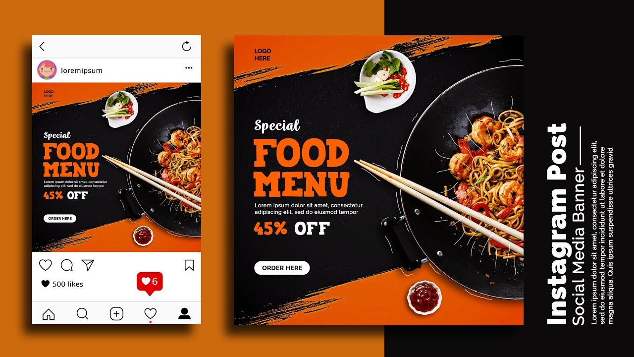Food Menu Instagram Post Banner Design | Photoshop