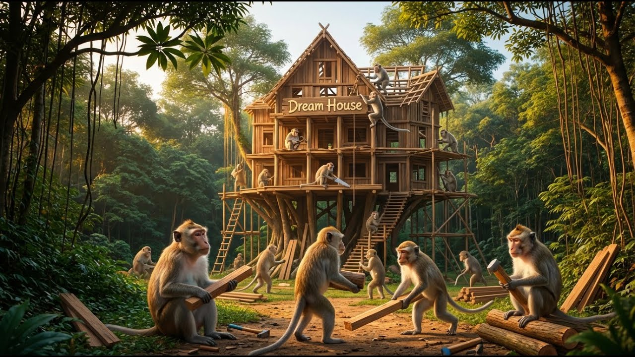 Indian Monkeys Build a Dream House From Human Trash! It’s Unbelievable! (4K)