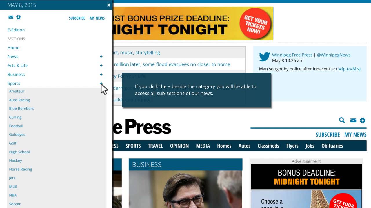 Winnipeg Free Press Website Tutorial