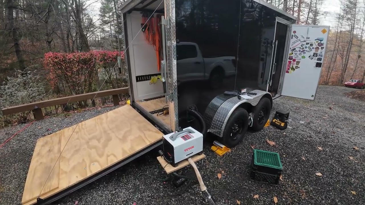 Diesel Heater / Motorcycle Cargo Trailer set up