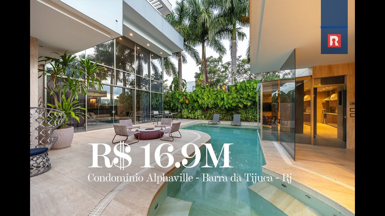 Mansão triplex de esquina à venda no condomínio Alphaville na Barra da Tijuca - R$ 16.900.000,00