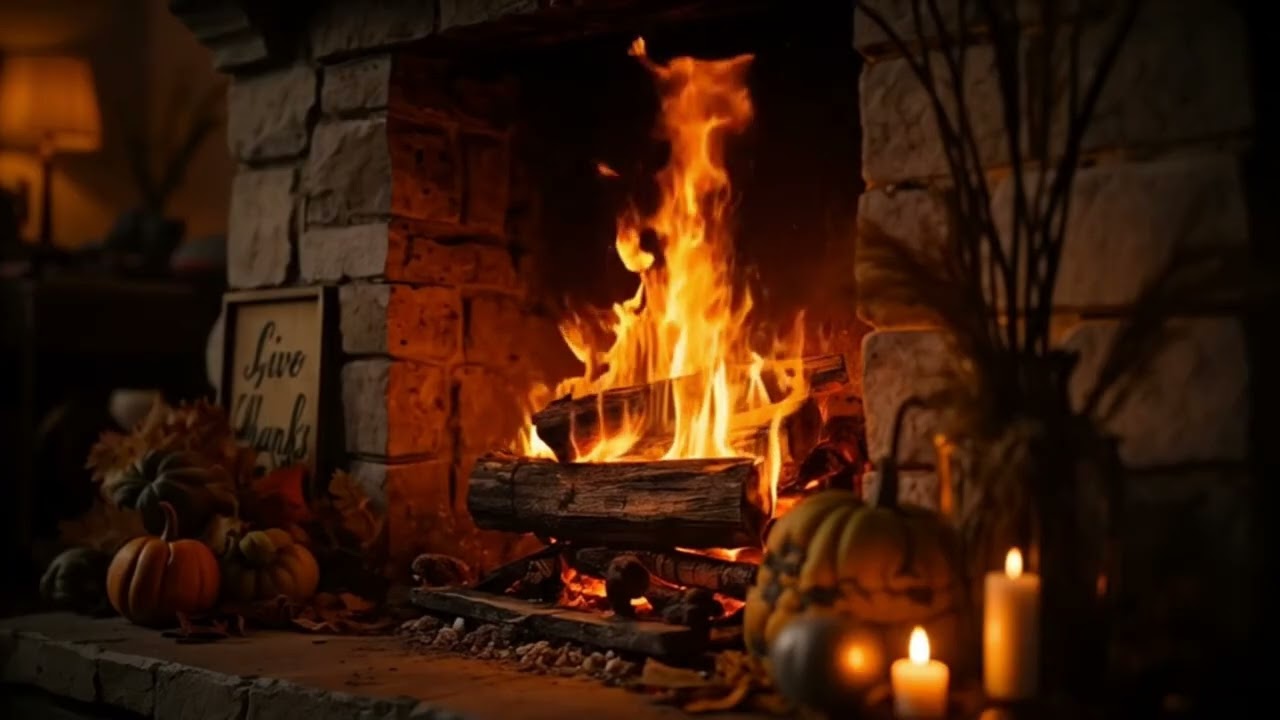 Crackling Fireplace 4K — Cozy Fall Cabin Ambience with Gentle Fire Sounds 🍁🔥